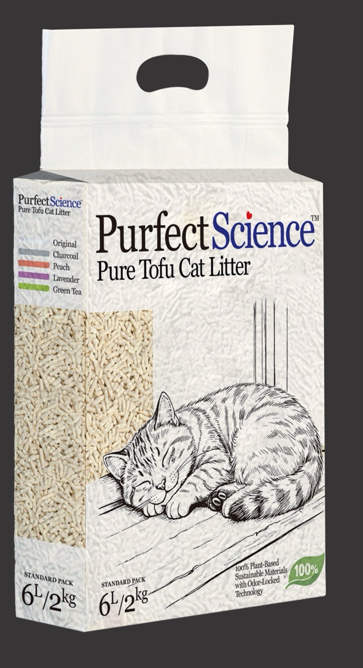 PurfectScience Pure Tofu Cat Litter 6L/2kg pack front